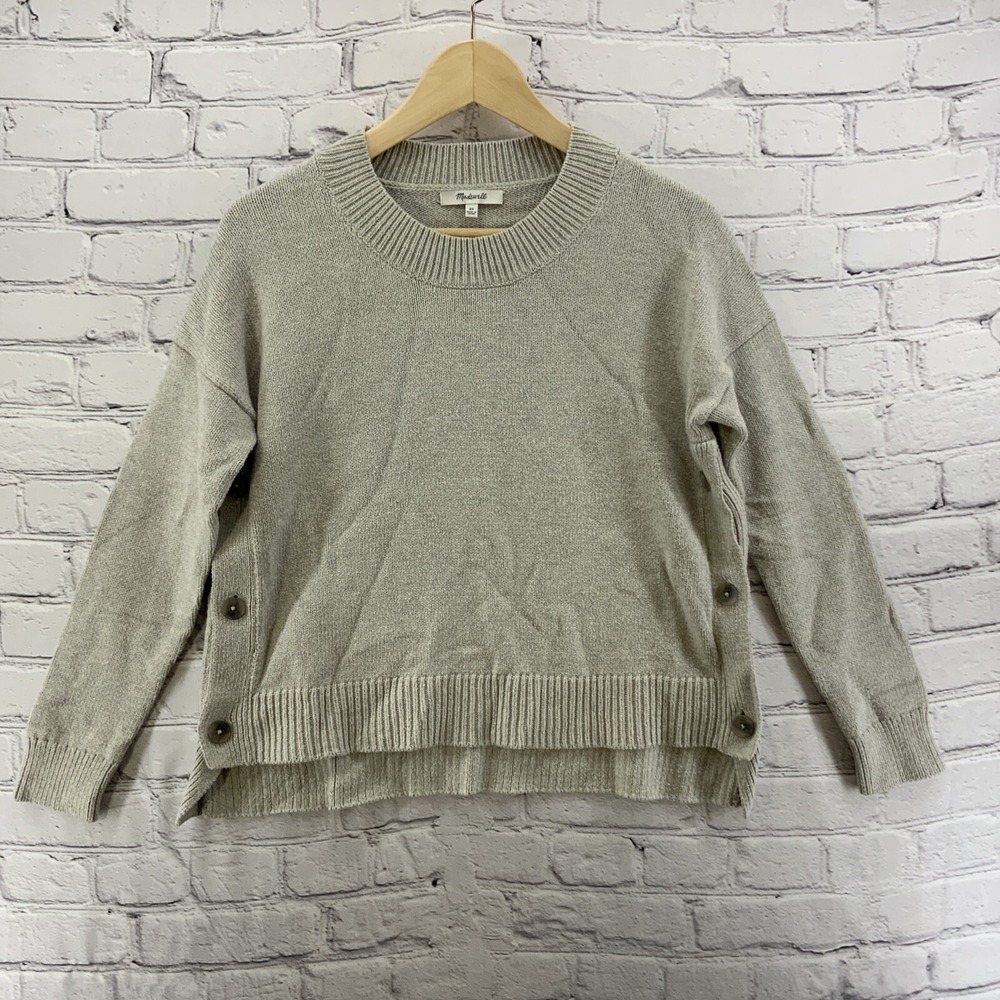 Madewell Pullover Sweater Womens Sz‎ XS Gray Button Sleeves